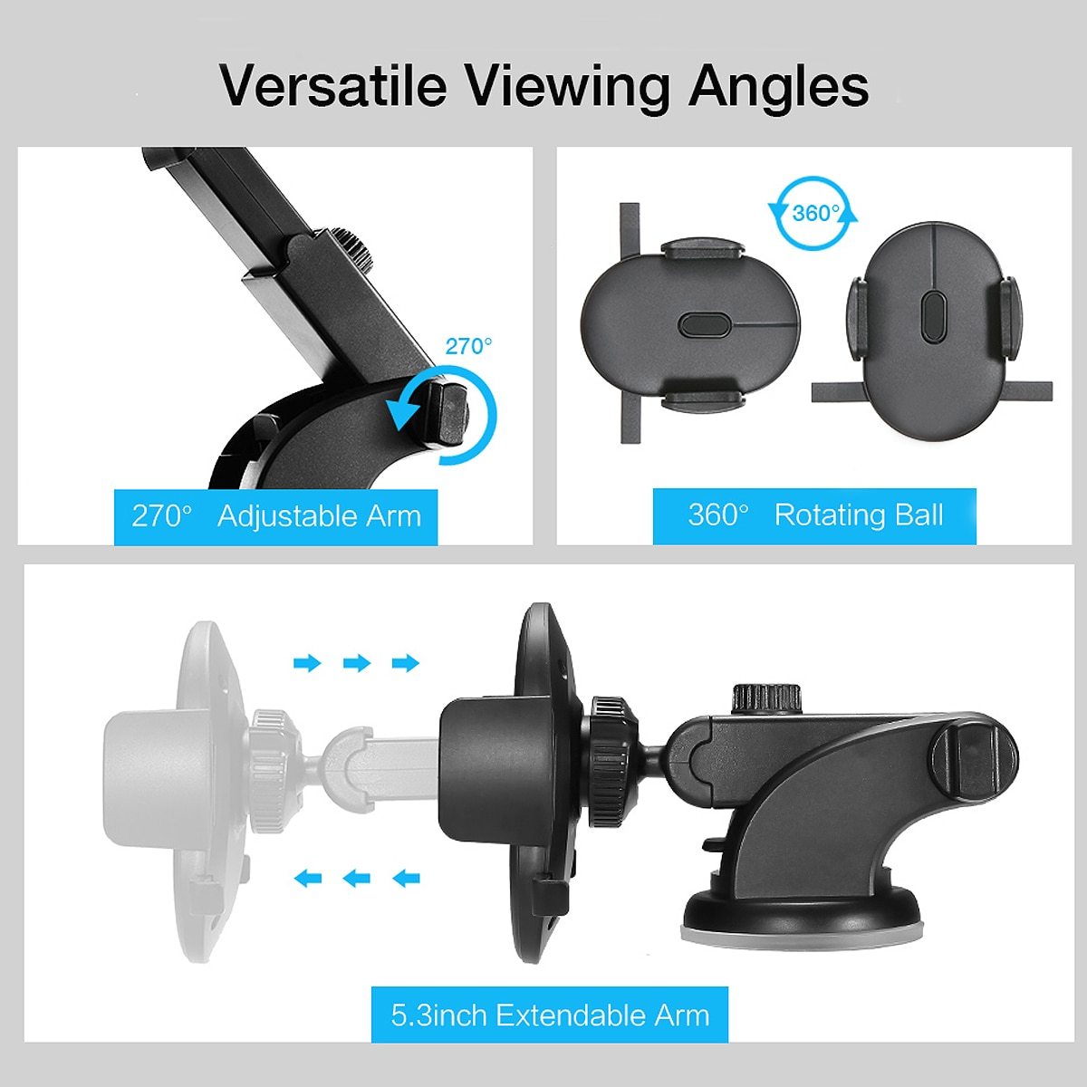 360° Telescopic Phone Mount Minimalist – Strong Dashboard Suction